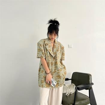 外套女ins高階設計感印花短袖