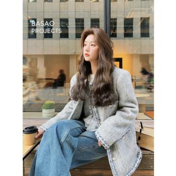 氛圍感拍照好看白鴨絨羽絨內膽小香風毛呢外套女冬新款小個子加厚