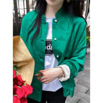 中國風提花旗袍上衣棉服唐裝緞面