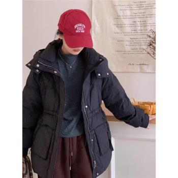 20620冬季新款韓版寬松收腰顯瘦連帽羽絨服女加厚保暖白鴨絨外套