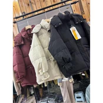 20528冬新款休閑連帽羽絨服寬松顯瘦白鴨絨保暖外套百搭麵包服女