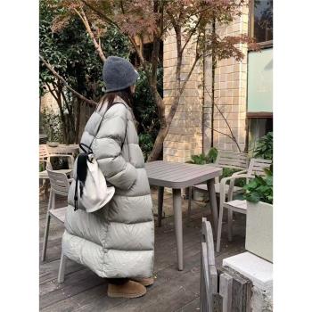 韓國東大門羽絨服女中長款過膝加厚廓形寬松雲朵泡芙白鴨絨外套潮