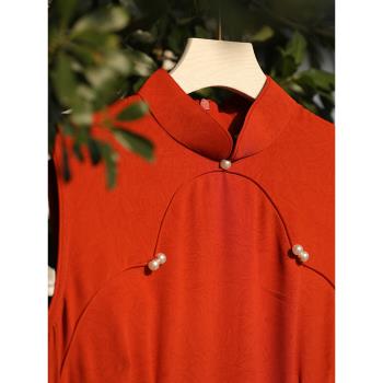 江南絮｜訂婚旗袍橘紅色結婚敬酒服禮服高階感改良年輕款2025新款