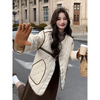 白色菱格2024年冬季洋氣外套棉服