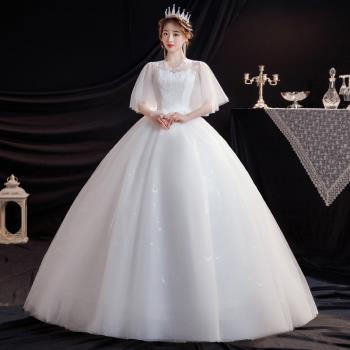 公主風齊地小個子孕婦款冬季婚紗