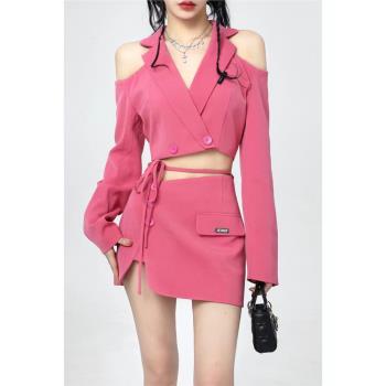 女團打歌服blackpik爵士舞服裝跳舞衣服性感jazz套裝舞蹈演出服秋