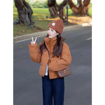 小香風短款羽絨棉服女冬季大碼胖mm減齡高階好看加厚立領棉衣外套