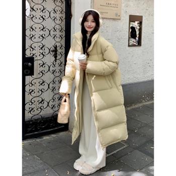 長款羽絨服女2023年新款超長過膝到腳踝韓版加厚情侶大被子棉外套
