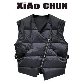 秋冬新款時尚羽絨棉服馬甲背心外套女設計感洋氣外搭無袖寬松上衣