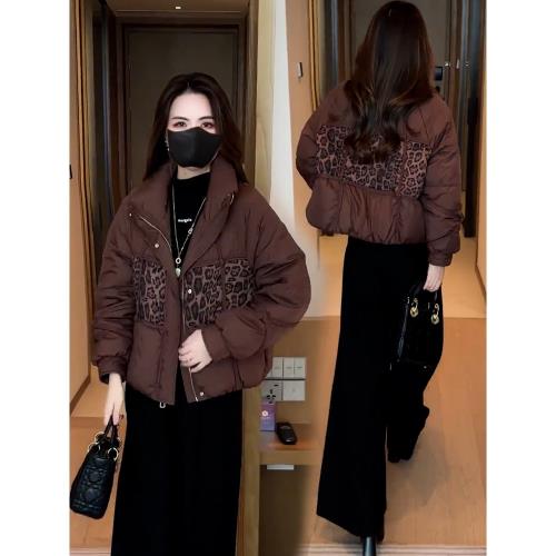 爆款拼接棉服女2024冬季新款時尚洋氣寬松短款羽絨棉衣外套面包服