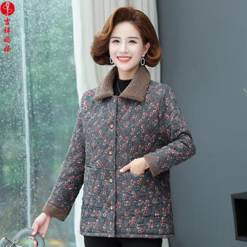 2023新款中老年女冬裝棉衣服40歲50媽媽春裝薄外套時尚碎花小棉襖