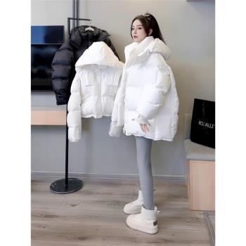 極寒冬季白鴨絨羽絨服女2025年新款小個子韓版寬松加厚連帽中長款
