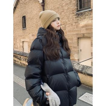 黑色超好看鵝絨羽絨服女冬2024新款高階感加厚短款黑金麵包服外套