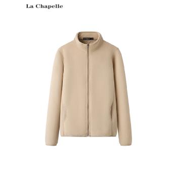 拉夏貝爾/La Chapelle冬季搖粒絨羊羔毛立領外套保暖加絨開衫上衣