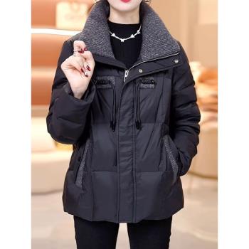 加大碼女裝高級感時尚千鳥格羽絨棉服外套媽媽秋冬保暖厚棉衣棉襖