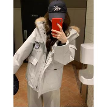 冬季羽絨棉服女高級感2024年新款學生派克服寬松加厚工裝棉衣外套