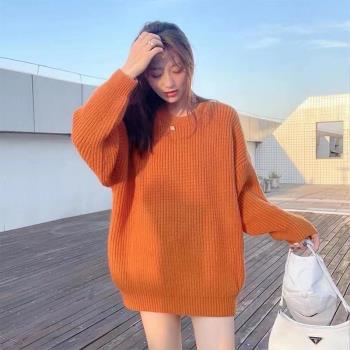 慵懶風高階感羊毛毛衣女秋冬2024新款韓版寬松中長款加厚針織上衣