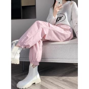粉色工裝羽絨褲女冬外穿2024新款零下40度東北防寒哈爾濱過冬棉褲