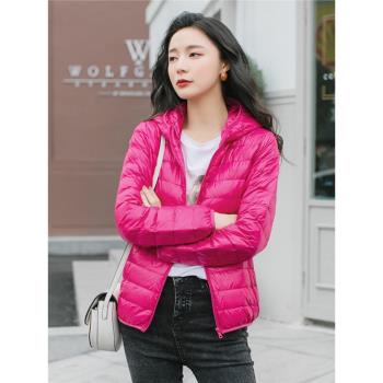 女裝哥弟連帽短款修身輕薄羽絨服