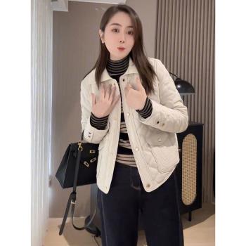 歐貨菱格小香風羽絨棉服女款冬季舒芙蕾輕法風穿搭超好看夾棉外套