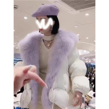 MJAE高階感90白鴨絨羽絨服女2024冬季新款高階真狐貍毛領皮草外套