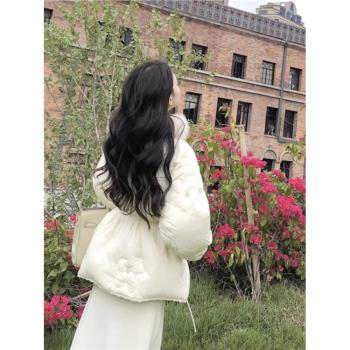 MJAE白色短款小個子羽絨服女24新款冬季高階感洋氣收腰小香風外套