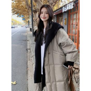 MJAE高階感超好看假兩件羽絨服女冬中長款2025新款設計感寬松外套