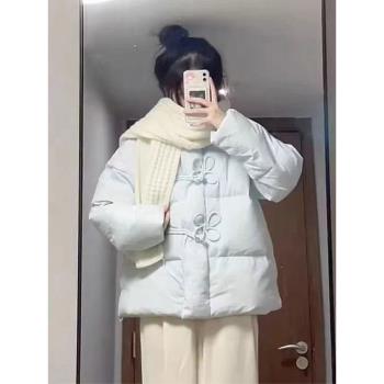 baby藍色羽絨棉服女冬季新款寬松小個子設計感加厚保暖麵包服棉衣