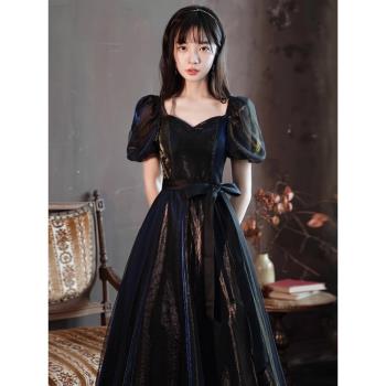 黑色晚禮服女宴會氣質輕奢主持人連衣裙高階小眾生日成人禮顯瘦夏