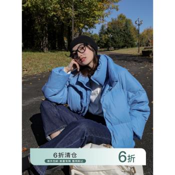 你好卡農 短款羽絨服冬季2022年新款休閑時尚層次雙領羽絨服外套