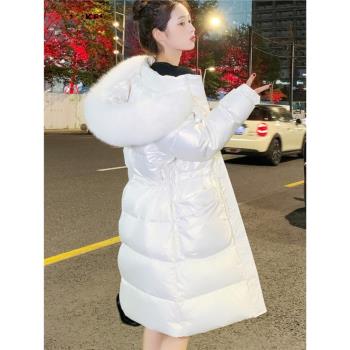 SNICYKER免洗羽絨服女冬季今年流行新款中長款小個子真毛領白鴨絨