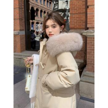 羽絨服女中長款2024年新款爆款白鴨絨時尚設計感小眾冬季加厚過膝