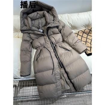 播後哈爾濱極寒400克長款鵝絨羽絨服女超厚鵝絨服過膝2024冬新款