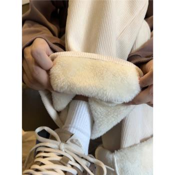 羊羔絨加絨加厚棉褲女冬季外穿慵懶風東北保暖褲休閑直筒防寒褲子