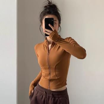 SUPDORX~瑜伽服外套加絨女秋冬修身顯瘦戶外運動上衣健身長袖