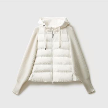 拼接顯瘦連帽針織外套羽絨服
