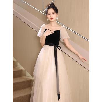 晚禮服女2024新款高階感宴會主持人輕奢藝考學生畢業演出服連衣裙