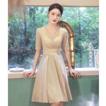 香檳色晚禮服裙女輕奢小眾高階感氣質名媛高階洋裝連衣裙平時可穿