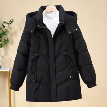 羽絨棉服女中長款加厚中學生棉衣外套冬季新款保暖少女棉襖初中生