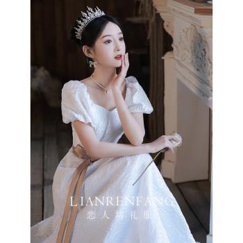 晚禮服女宴會氣質輕奢成人禮白色連衣裙長款領證登記訂婚平時可穿