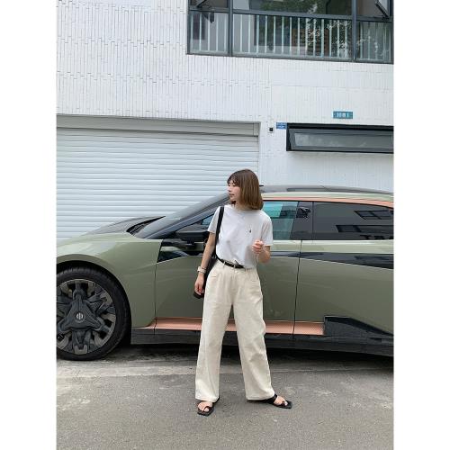 333sss 超好穿的亞麻褲！舒適寬松直筒闊腿褲休閑褲女夏小個子