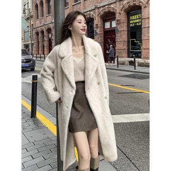 2025冬季新款韓版水貂絨皮毛一體呢子外套女加厚顯瘦棉衣棉服大衣