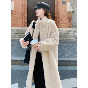 2025冬季新款皮毛一體水貂毛絨呢大衣女棉衣棉服顯瘦加厚皮草外套