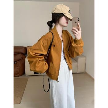 時尚復古長袖短款夾克上衣棒球服