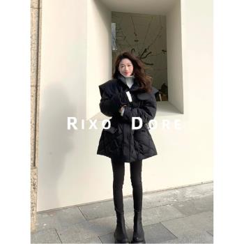RIXO DORE法式高階超好看黑色羽絨服女收腰保暖優雅時尚外套顯瘦