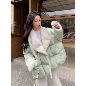 新中式國風氣質加厚兔毛羽絨服女2025冬季新款顯瘦保暖白鴨絨外套