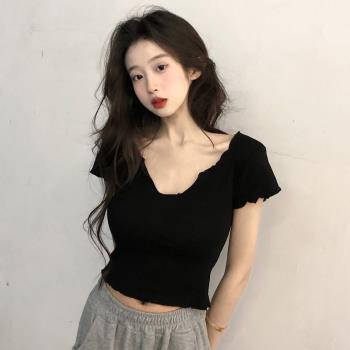 歐美ins短袖設計感小眾別致上衣