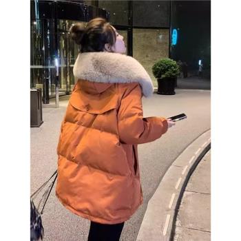 KARME MAJE冬韓版羽絨棉服女中長款2024新款大毛領小個子加厚寬松