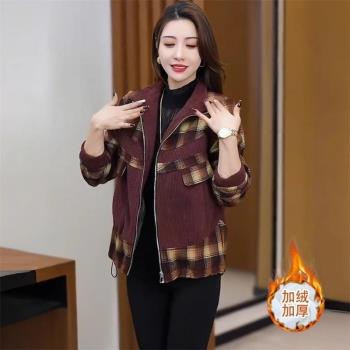 KARME MAJE加絨加厚立領短外套女秋冬新款夾克衫時尚休閑百搭上衣