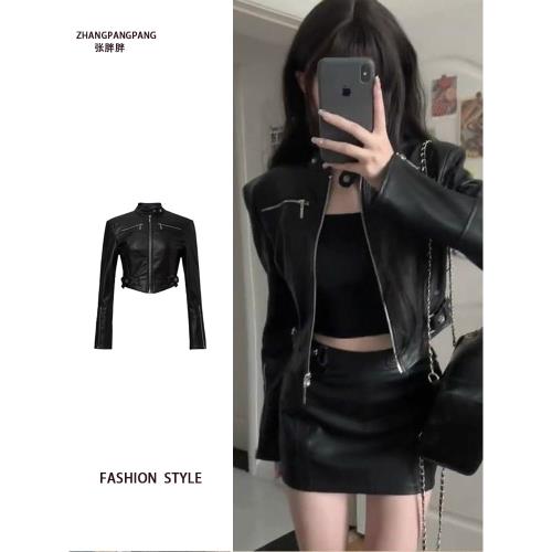 大碼黑色機車服pu皮衣外套女2026年春季新款短款設計感小眾皮夾克